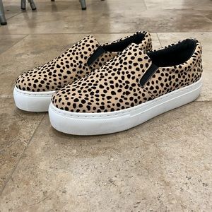 Cheetah slip on platform sneakers